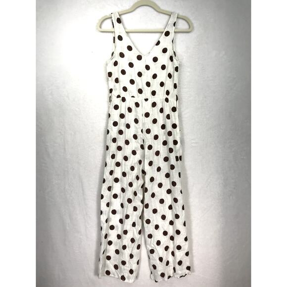 Monteau Jumpsuit Womens Small Linen Coastal Resort Twee Preppy Nautical NO BELT - Picture 5 of 9